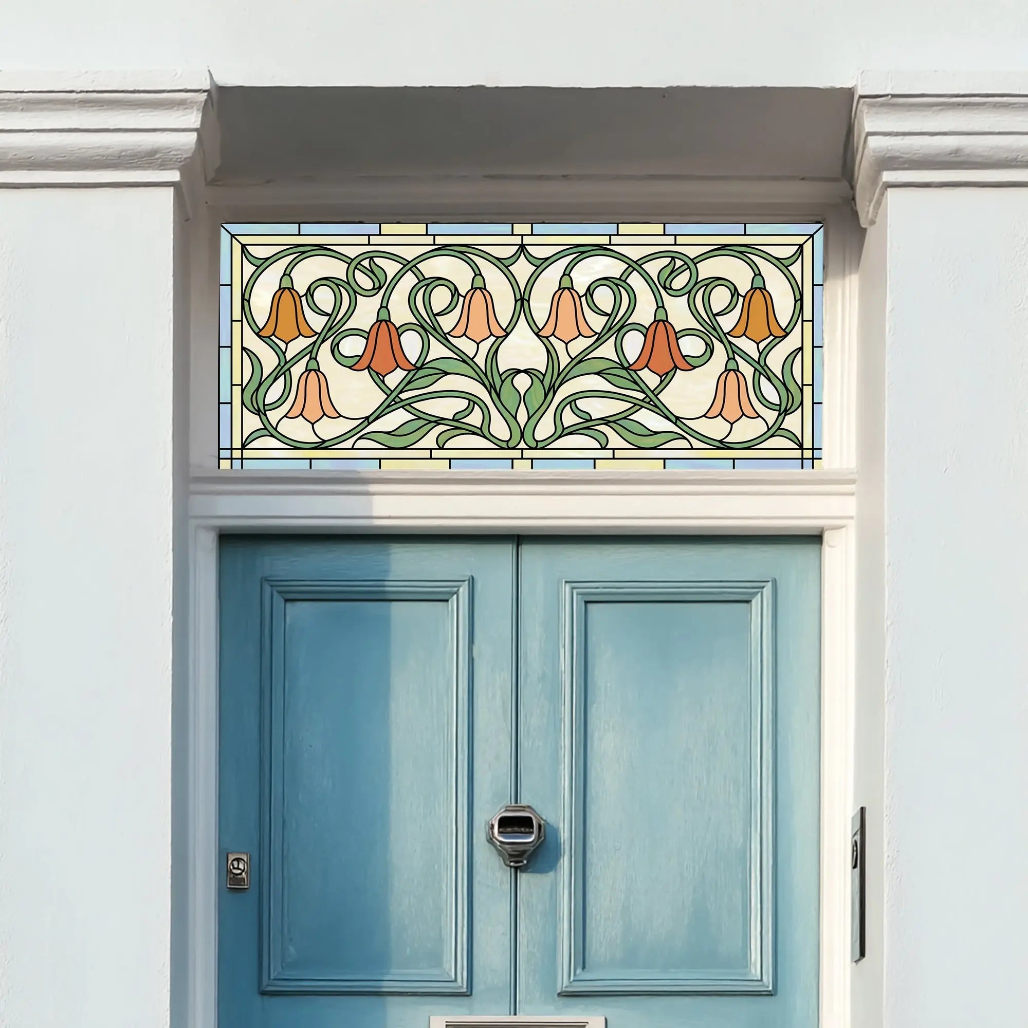 Tulip Stained Glass Window Film for Front Door & Transom