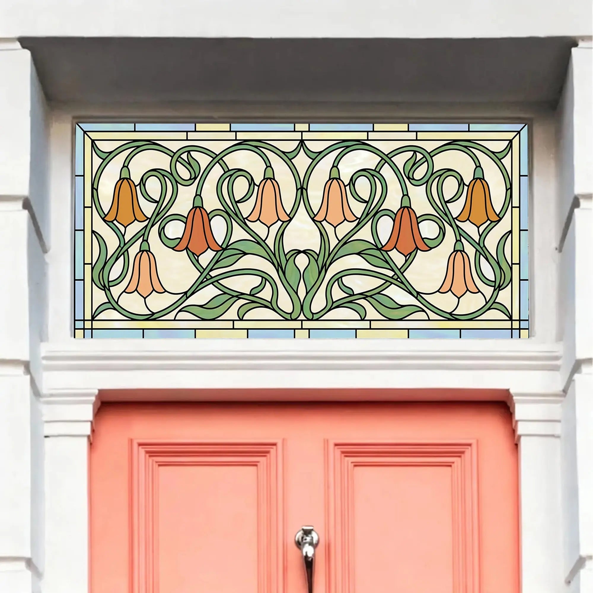 Tulip Stained Glass Window Film for Front Door & Transom