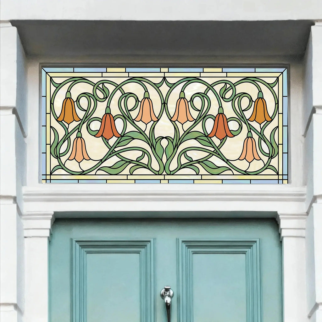 Tulip Stained Glass Window Film for Front Door & Transom