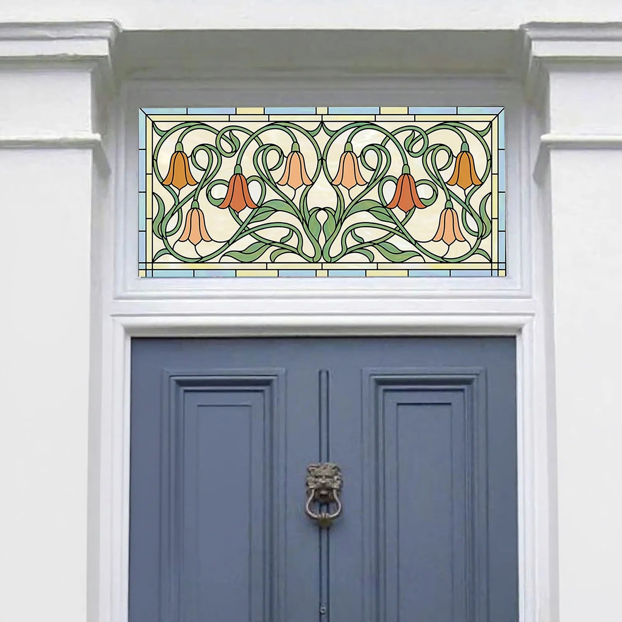 Tulip Stained Glass Window Film for Front Door & Transom
