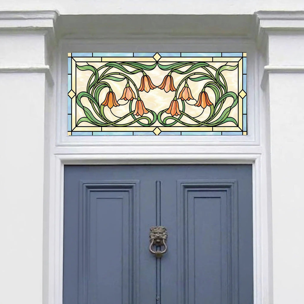 Tulip Stained Glass Window Film for Transom & Front Door Windows