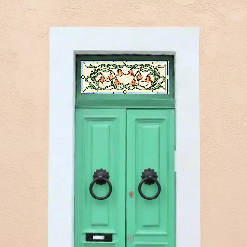 Tulip Stained Glass Window Film for Transom & Front Door Windows