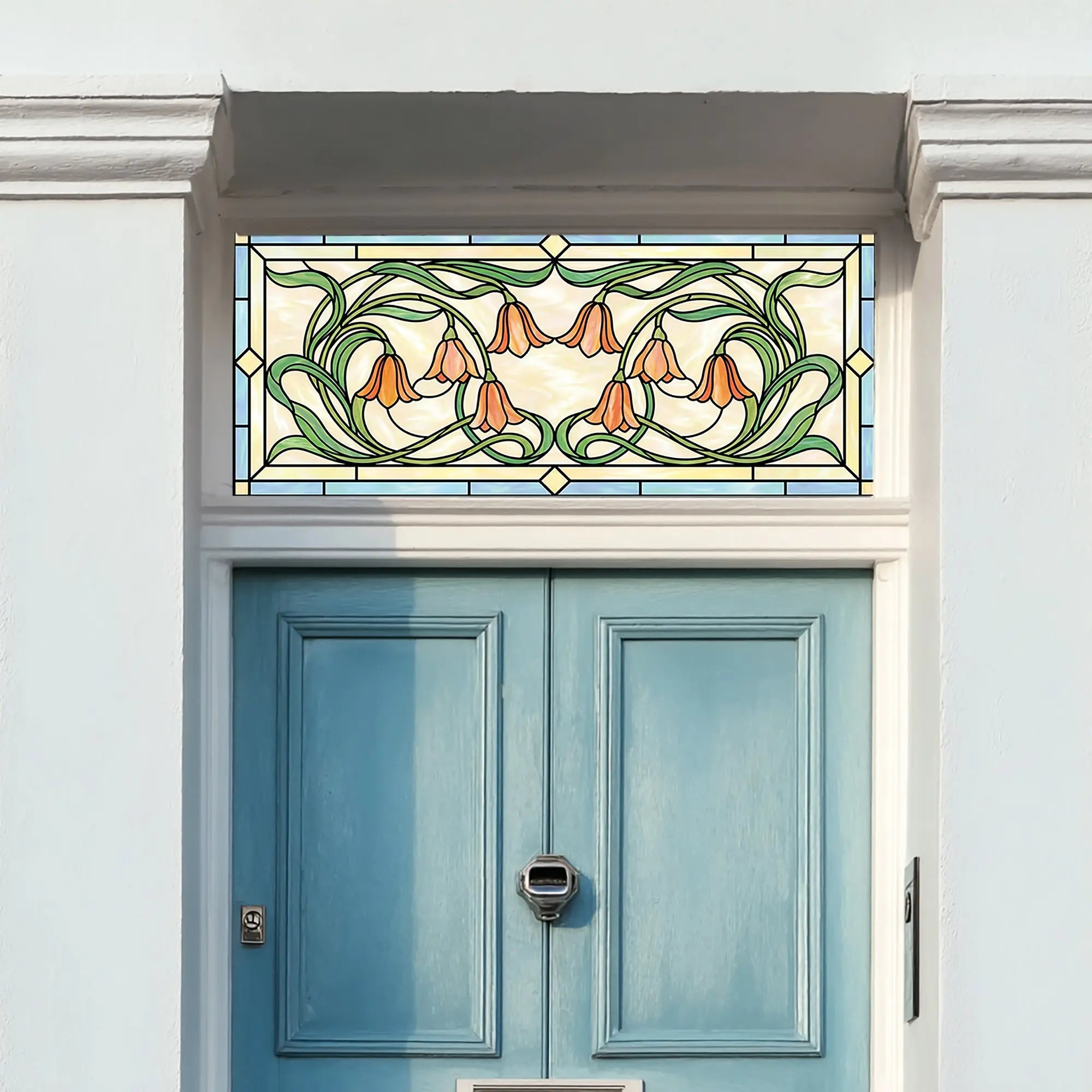 Tulip Stained Glass Window Film for Transom & Front Door Windows
