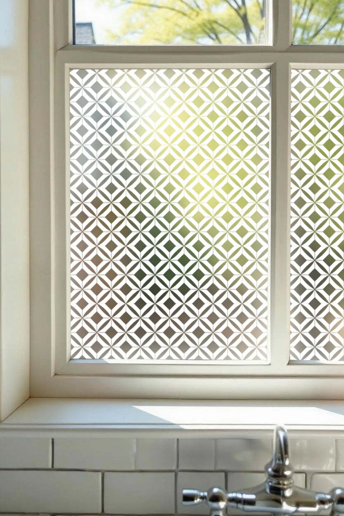 Privacy Window Film Decorative Geometric Diamond Pattern