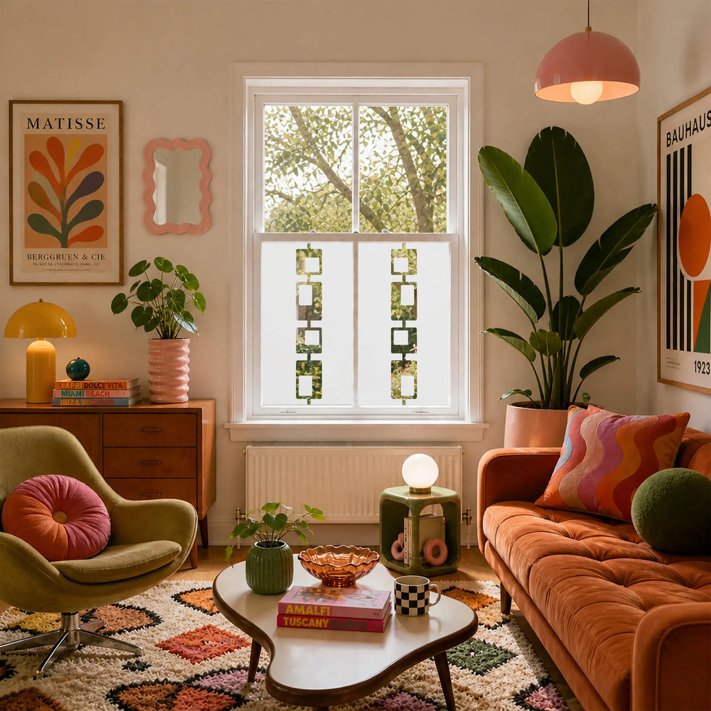 Geometric Privacy Window Film – Mid Century Frosted Cut Out Window Film