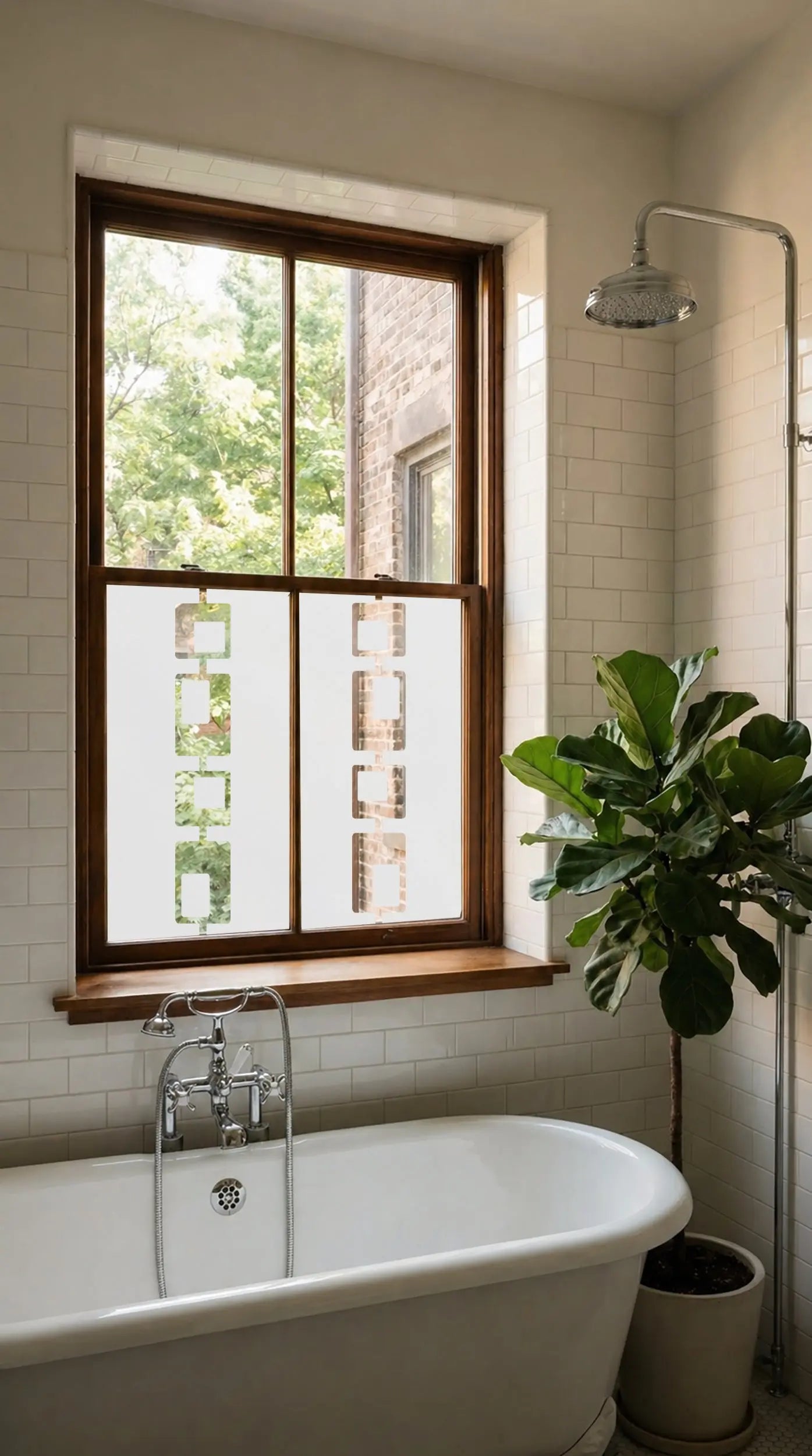 Geometric Privacy Window Film – Mid Century Frosted Cut Out Window Film