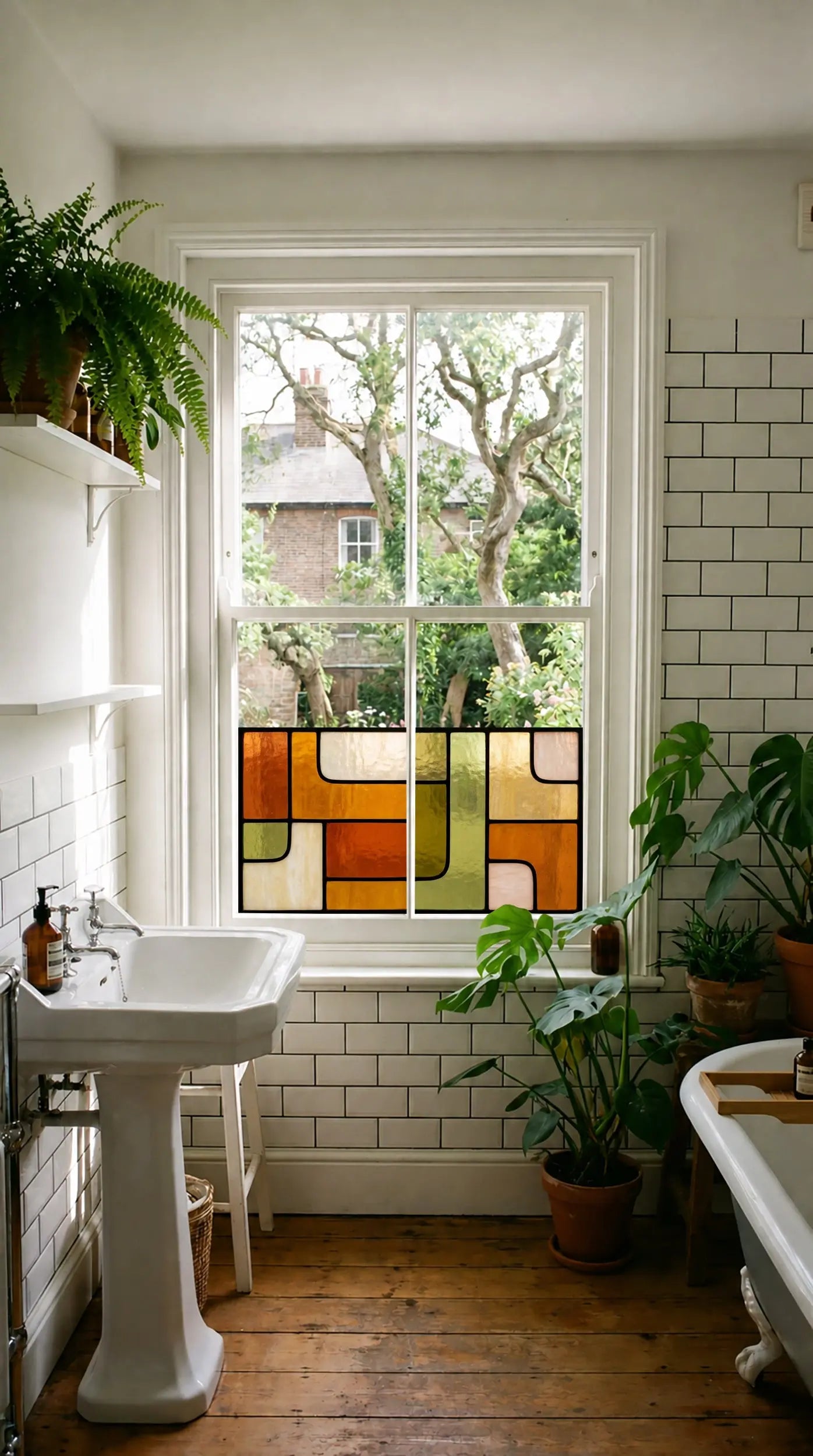 Abstract Stained Glass Privacy Window Film