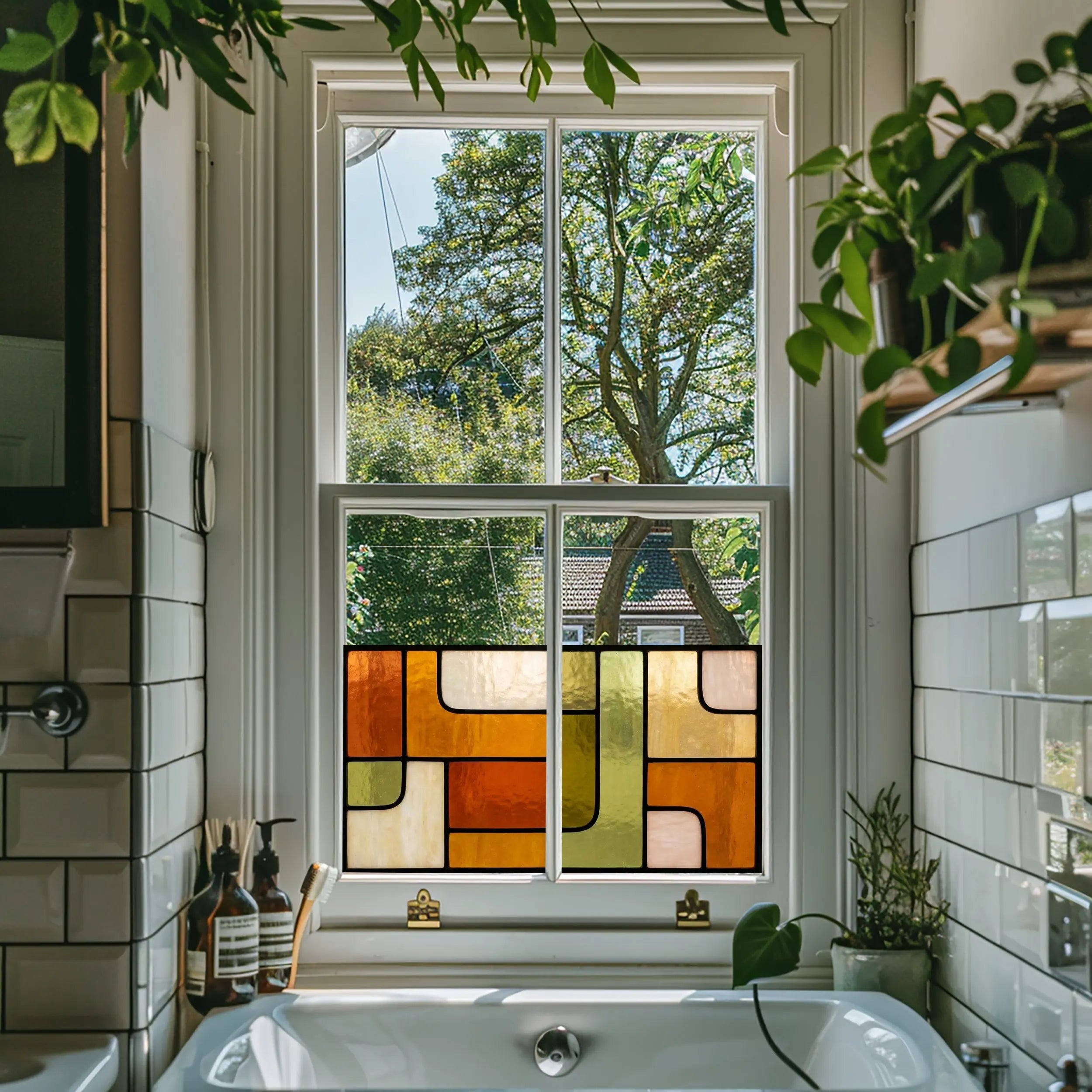Abstract Stained Glass Privacy Window Film