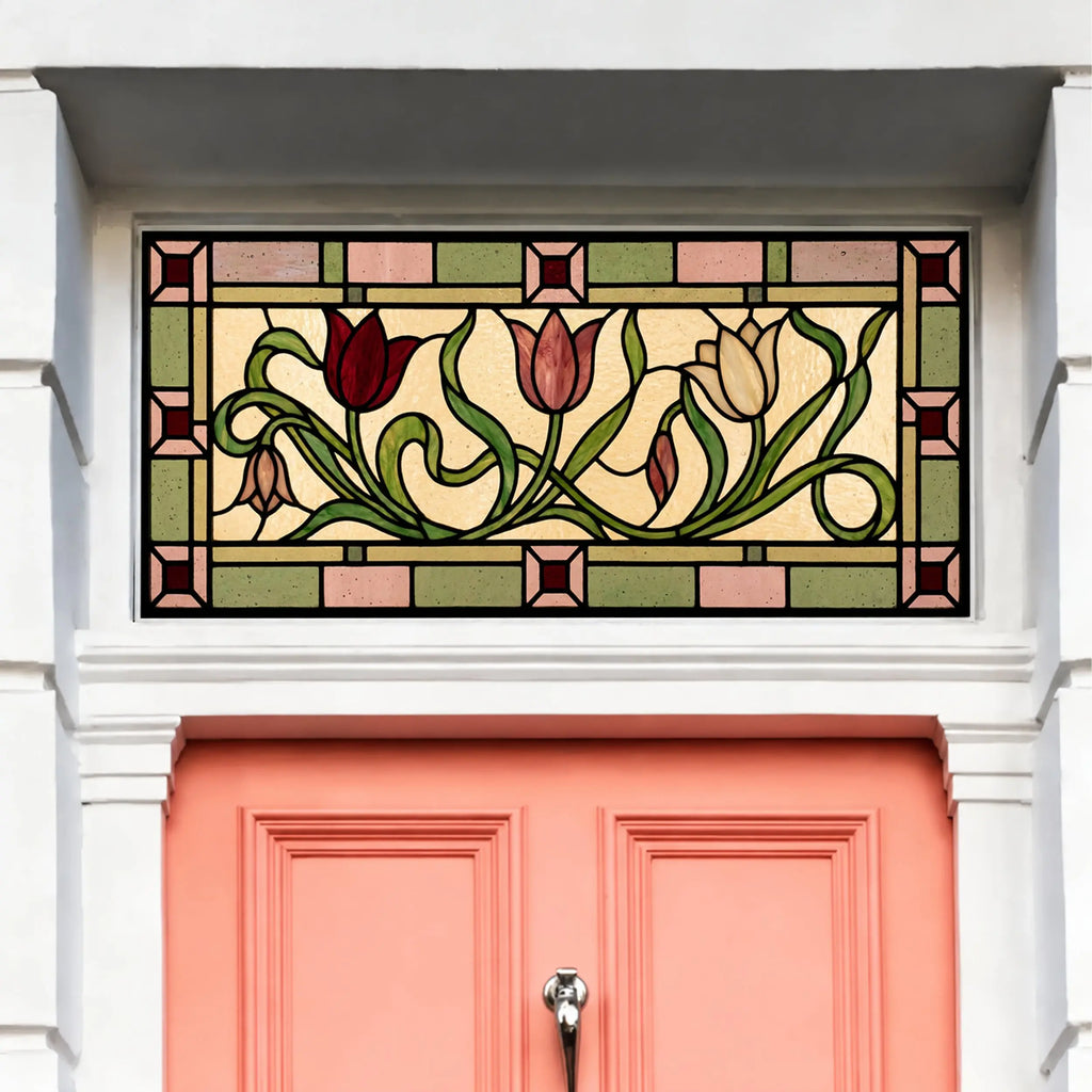 Stained Glass Window Film, Vintage Tulip Transom