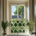 Green Art Deco Window Film: Apricale Stained Glass Privacy Window Film Creative Windows