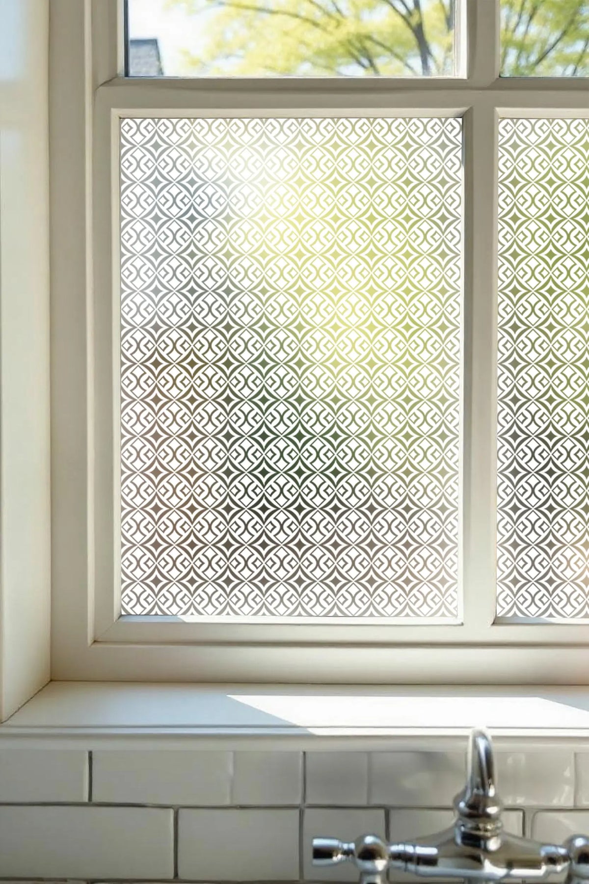 Privacy Window Film Decorative Interlocking Geometric Pattern
