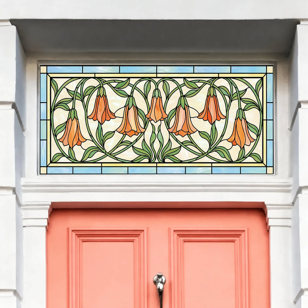 Stained Glass Window Film – Floral Art Nouveau Transom window film