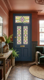 Art Deco Front Door Window Film Set | Stained Glass Privacy Film