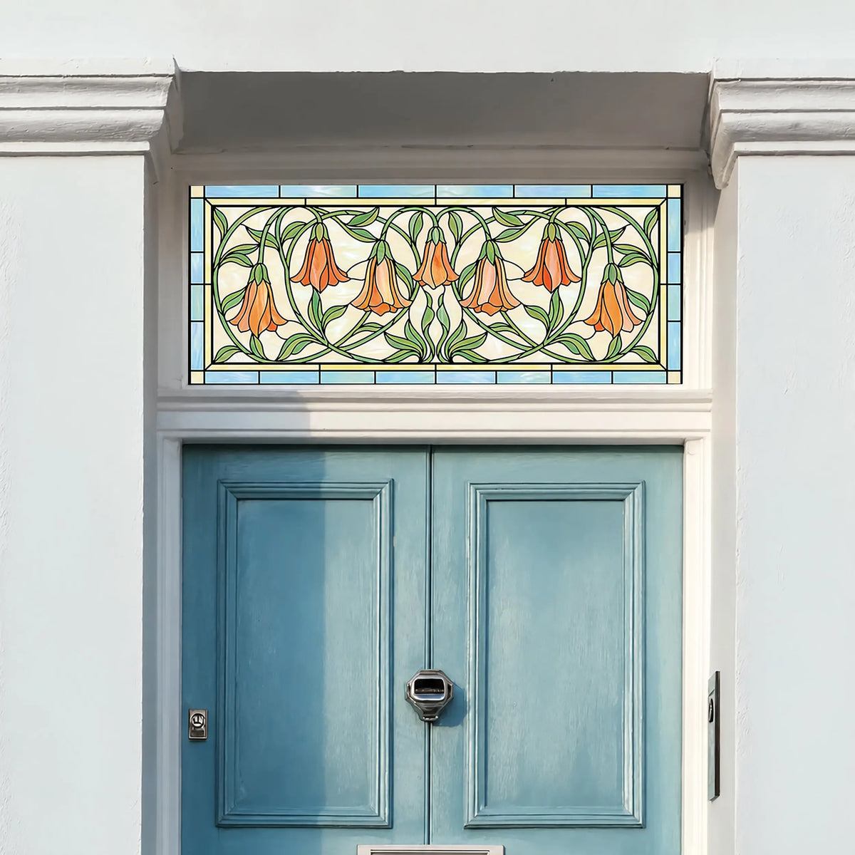 Stained Glass Window Film – Floral Art Nouveau Transom window film