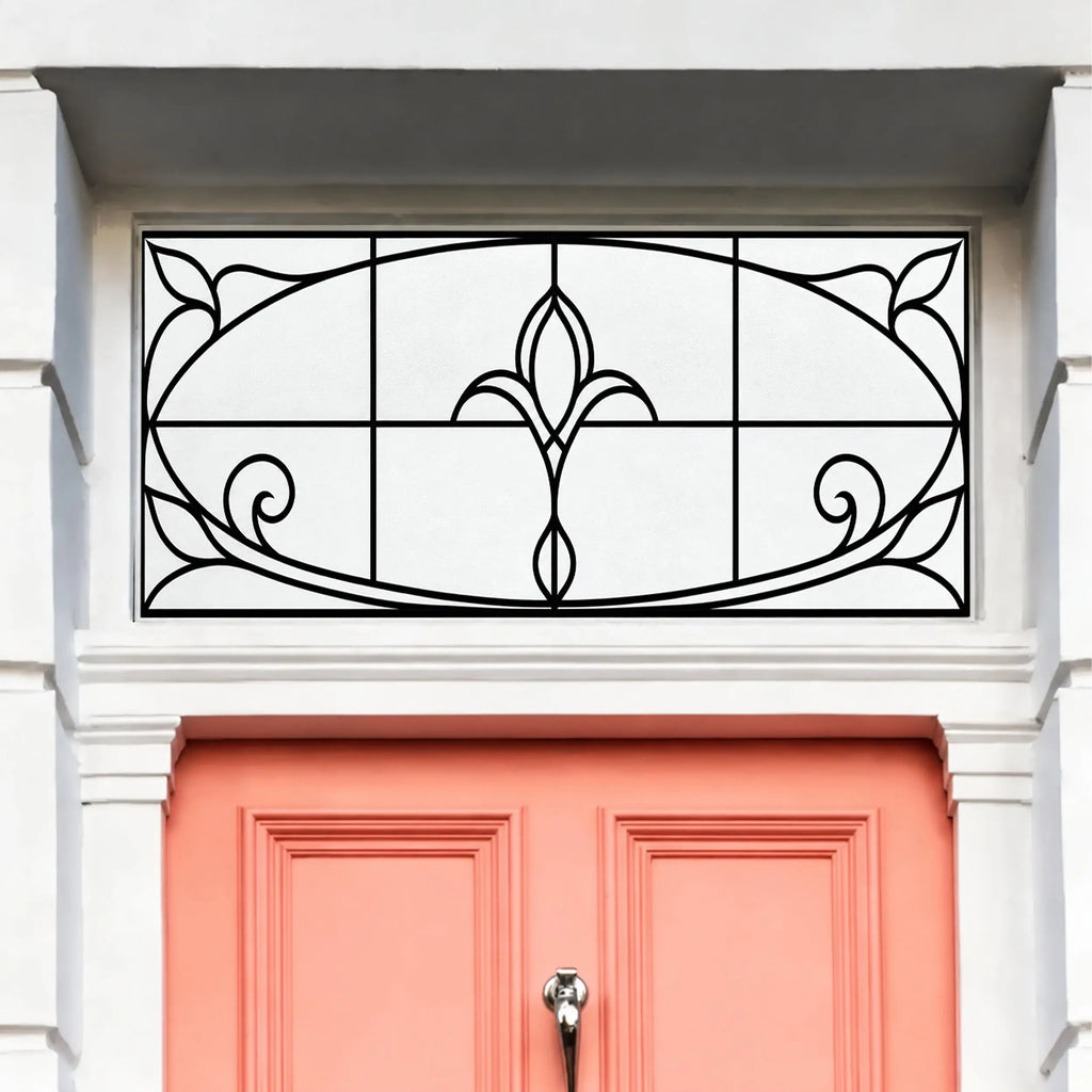 Frosted Window Film, Art Nouveau Leaded Effect Transom Window Film
