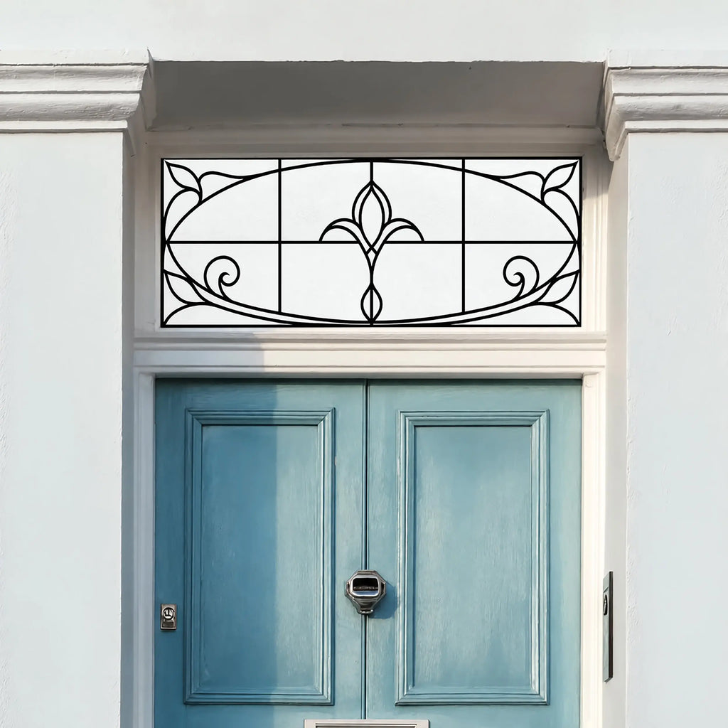 Frosted Window Film, Art Nouveau Leaded Effect Transom Window Film