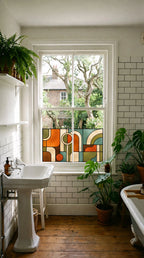 Mid Century Stained Glass Window Film | Geometric Privacy Window Film