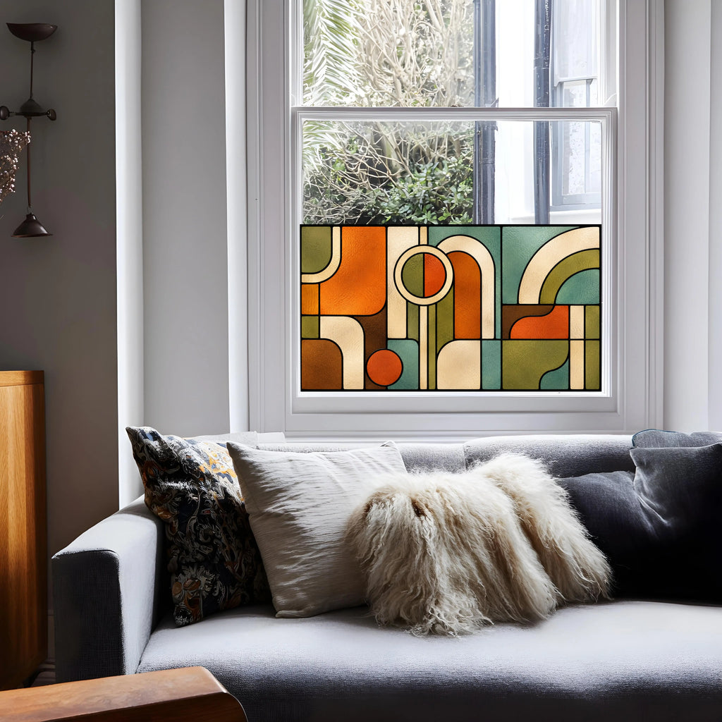 Mid Century Stained Glass Window Film | Geometric Privacy Window Film