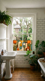 Retro Stained Glass Window Film | Mid Century Modern Privacy Window Film