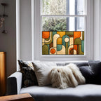 Retro Stained Glass Window Film | Mid Century Modern Privacy Window Film