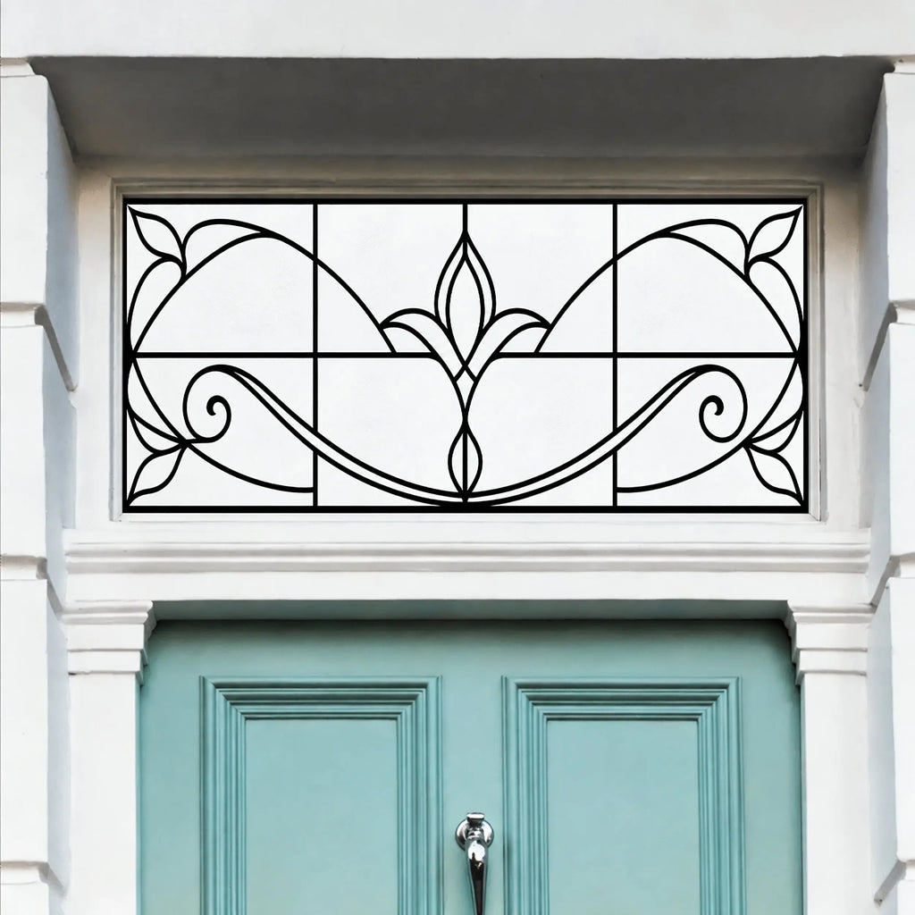 Frosted Privacy Window Film, Art Nouveau Transom & Fanlight Design