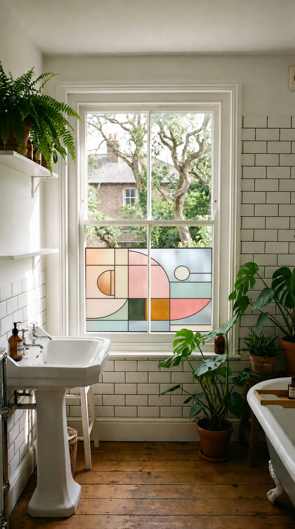 Modern Geometric Stained Glass Window Film