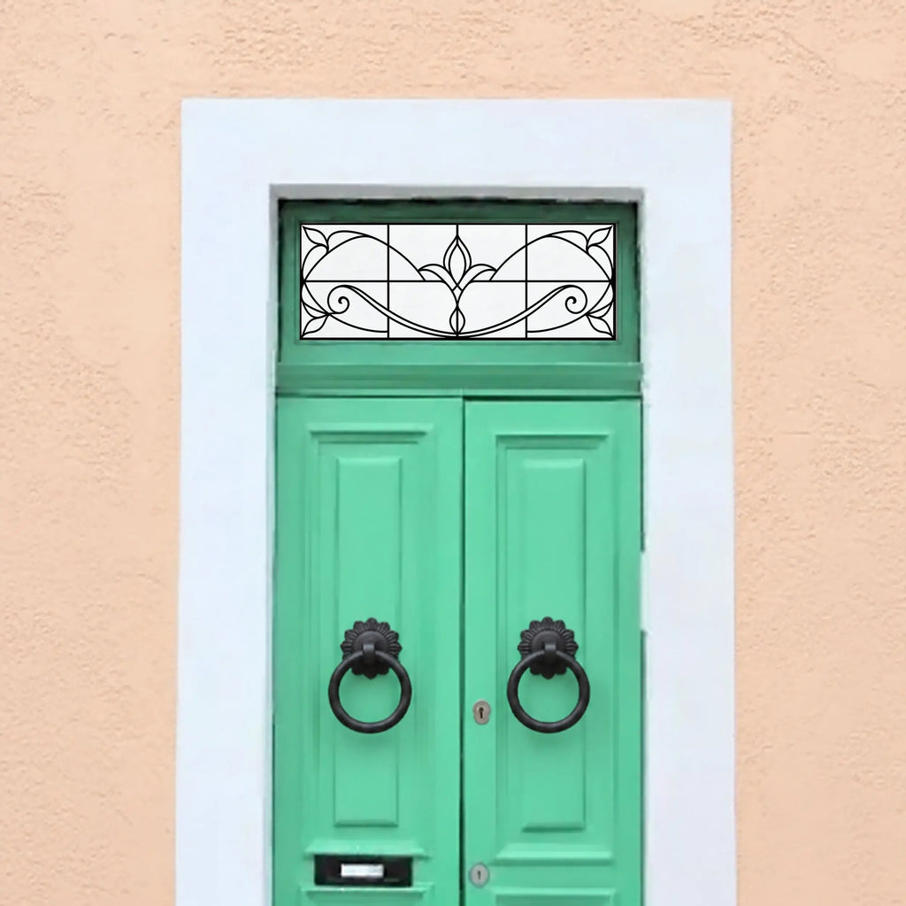 Frosted Privacy Window Film, Art Nouveau Transom & Fanlight Design