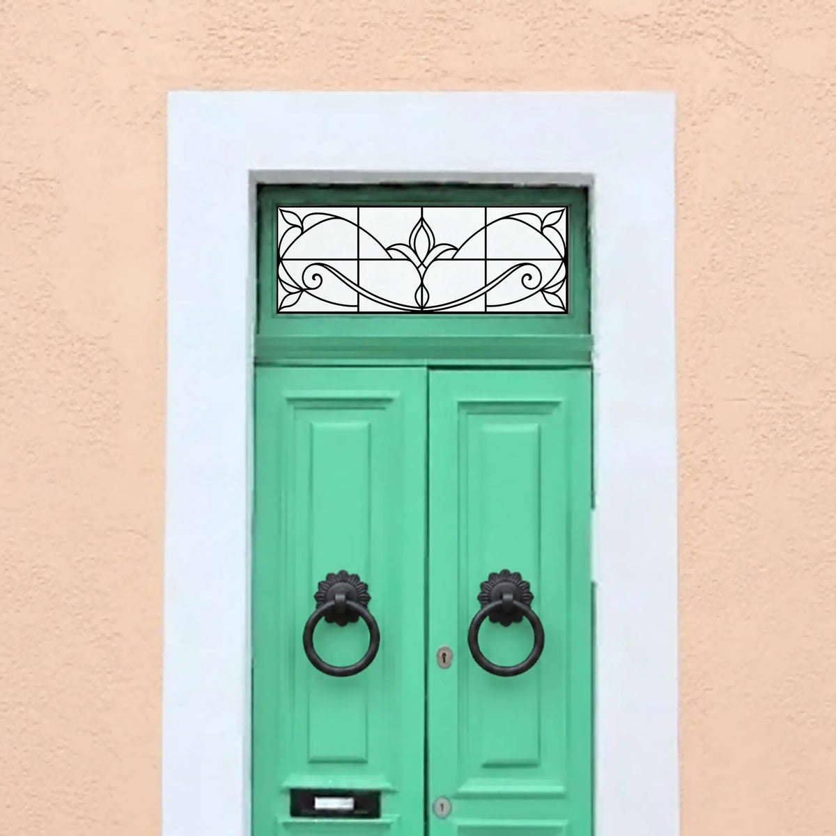 Frosted Privacy Window Film, Art Nouveau Transom & Fanlight Design