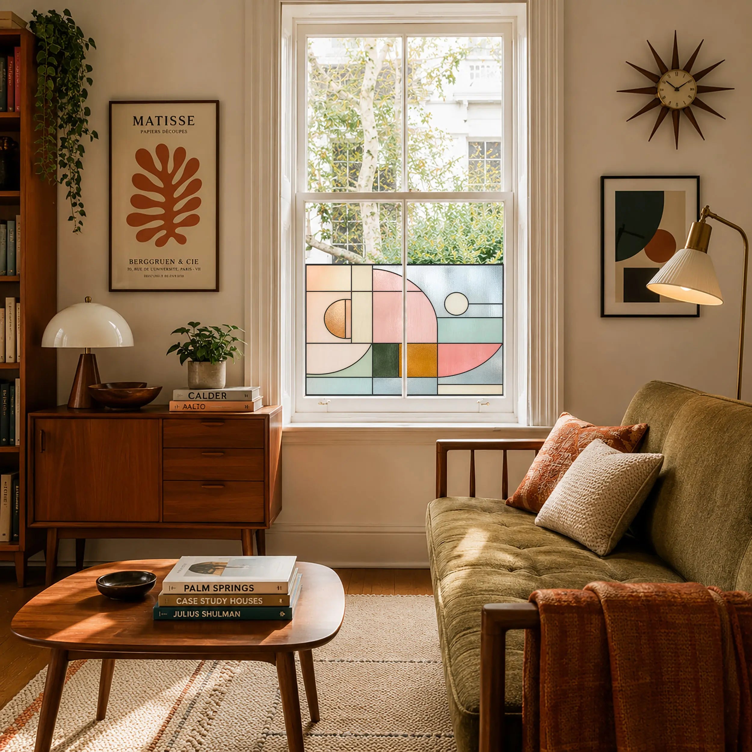 Modern Geometric Stained Glass Window Film