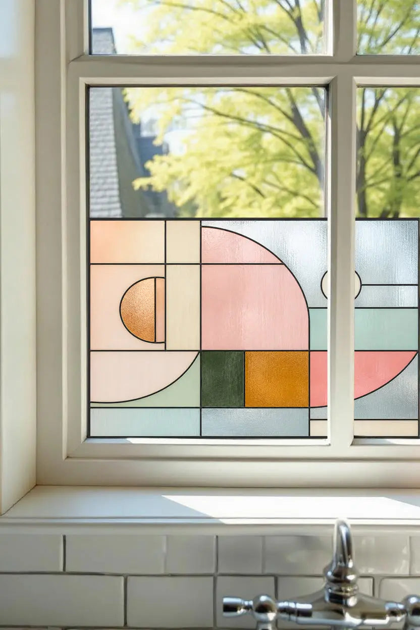 Modern Geometric Stained Glass Window Film