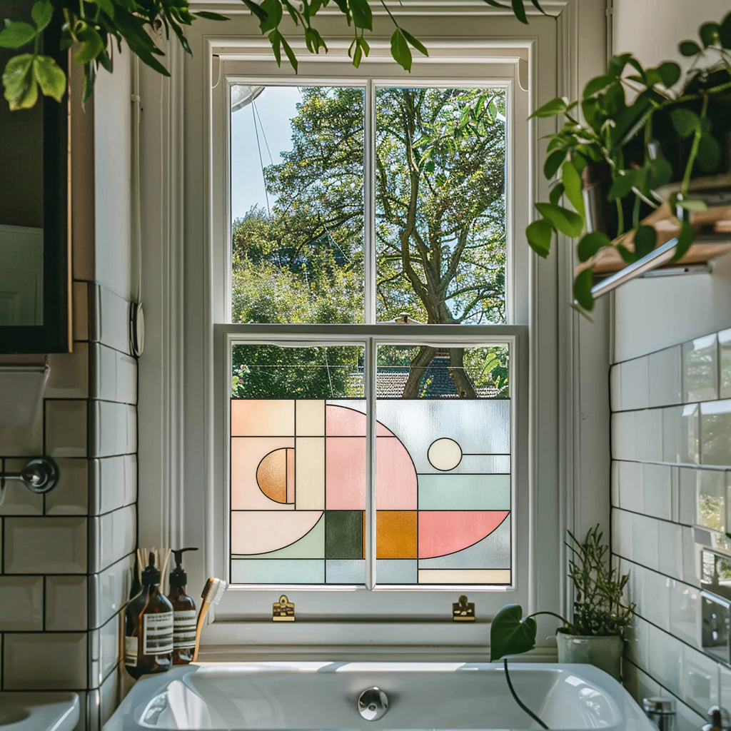 Modern Geometric Stained Glass Window Film