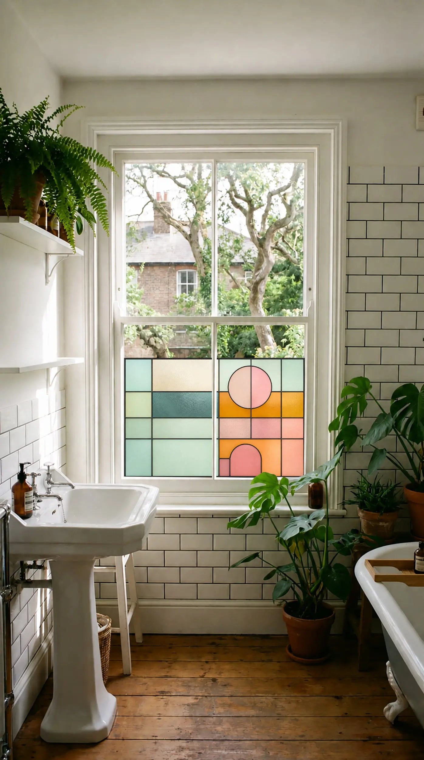 Stained Glass Window Film | Half Window Privacy Film