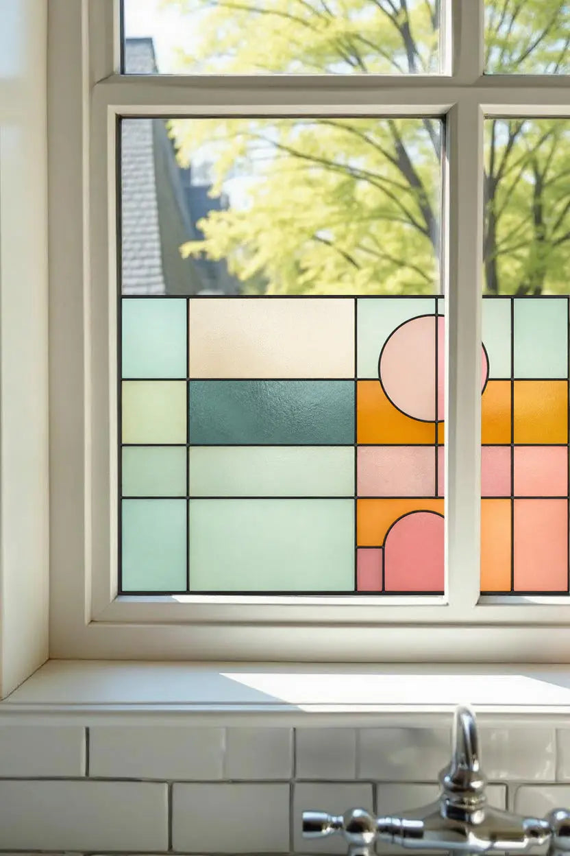 Stained Glass Window Film | Half Window Privacy Film