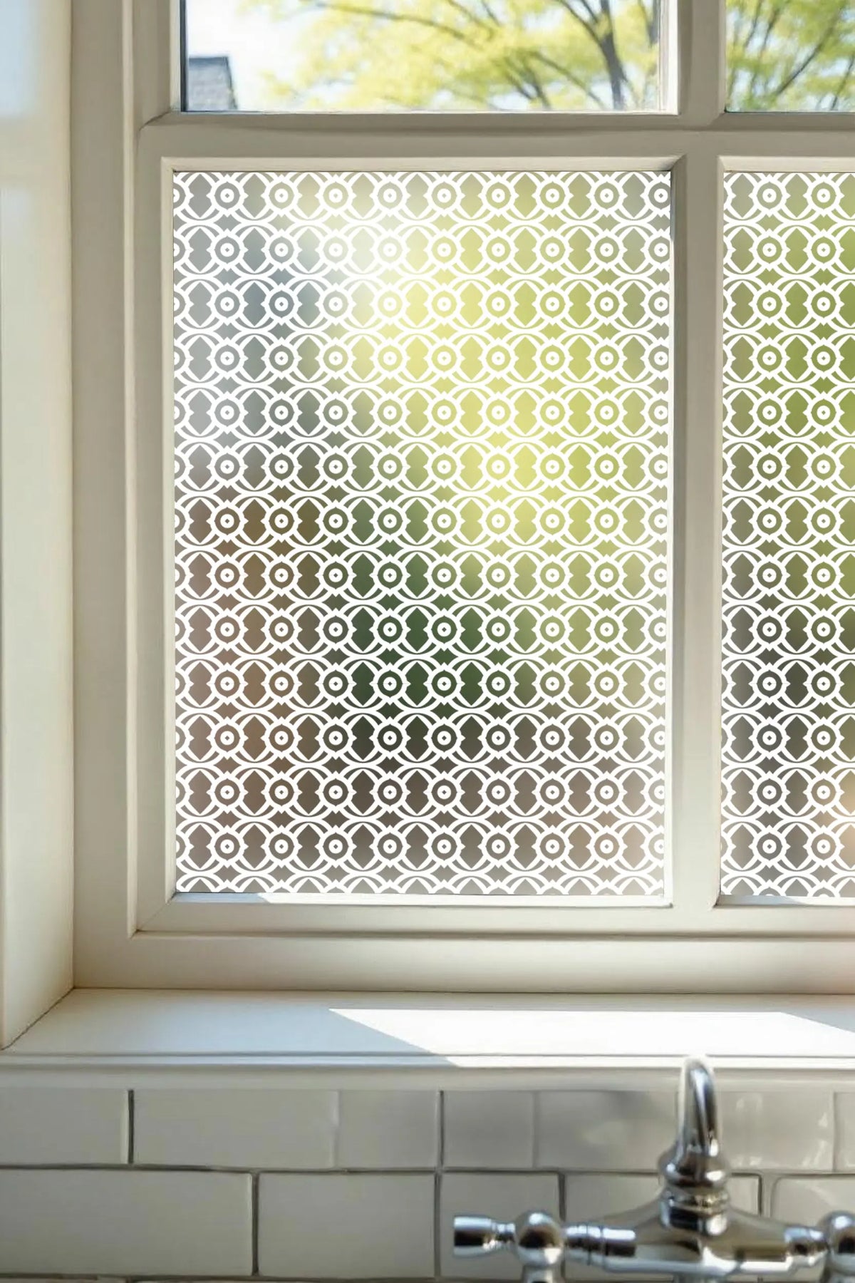 Privacy Window Film Art Deco Geometric Static Cling Pattern