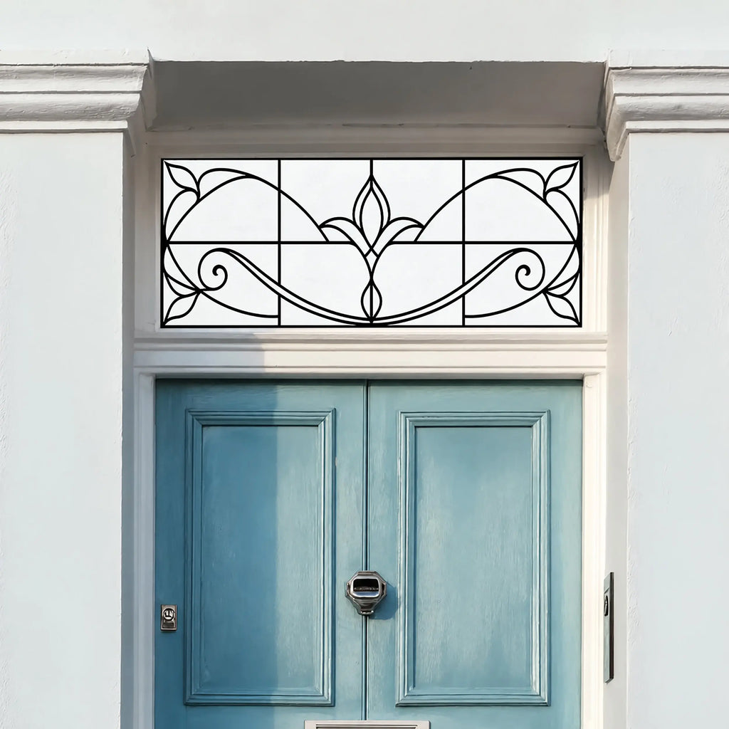 Frosted Privacy Window Film, Art Nouveau Transom & Fanlight Design