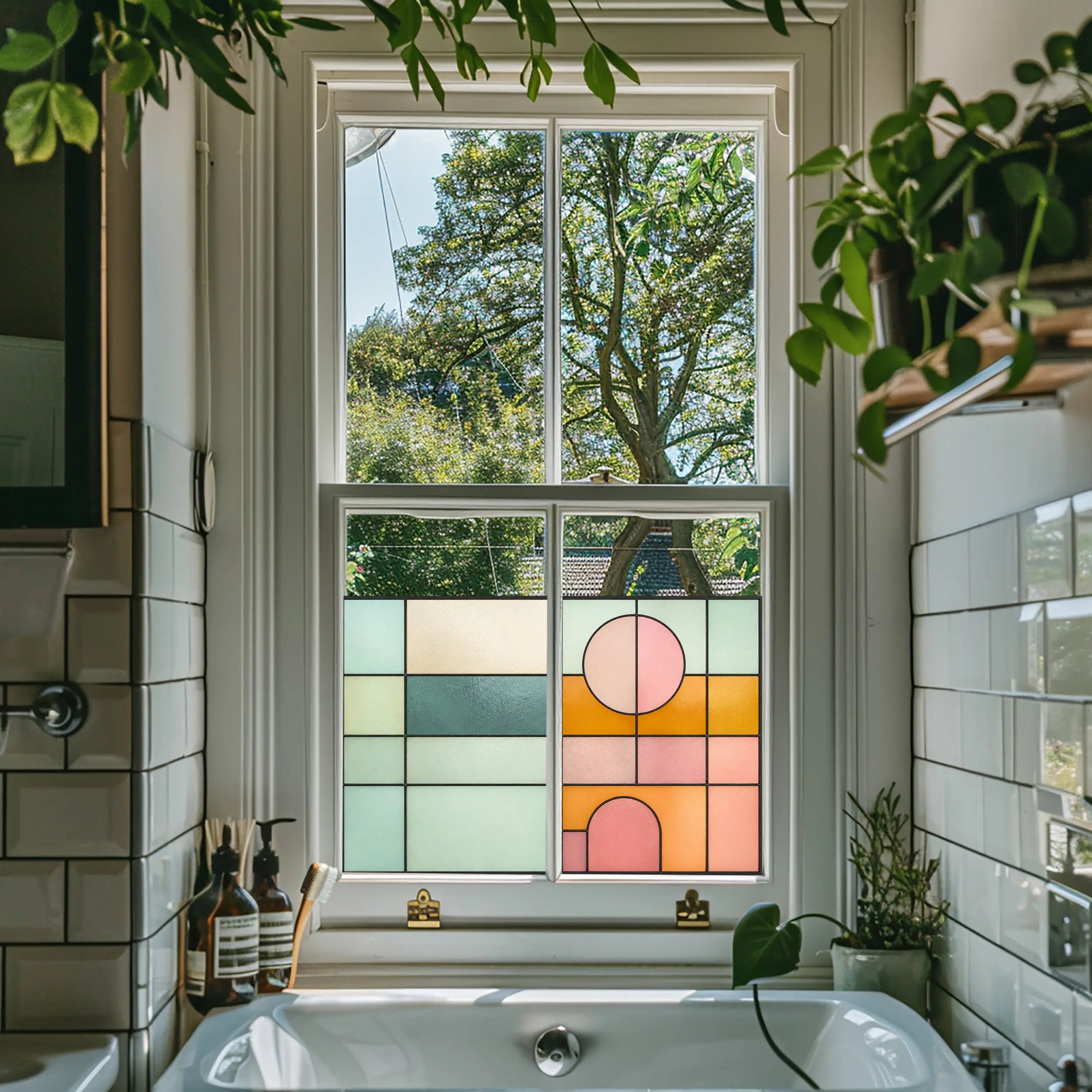 Stained Glass Window Film | Half Window Privacy Film
