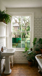 Retro Green Geometric Window Film