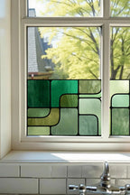 Retro Green Geometric Window Film