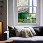 Retro Green Geometric Window Film