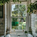 Retro Green Geometric Window Film