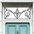 Frosted Privacy Window Film, Art Nouveau Scroll Transom & Fanlight