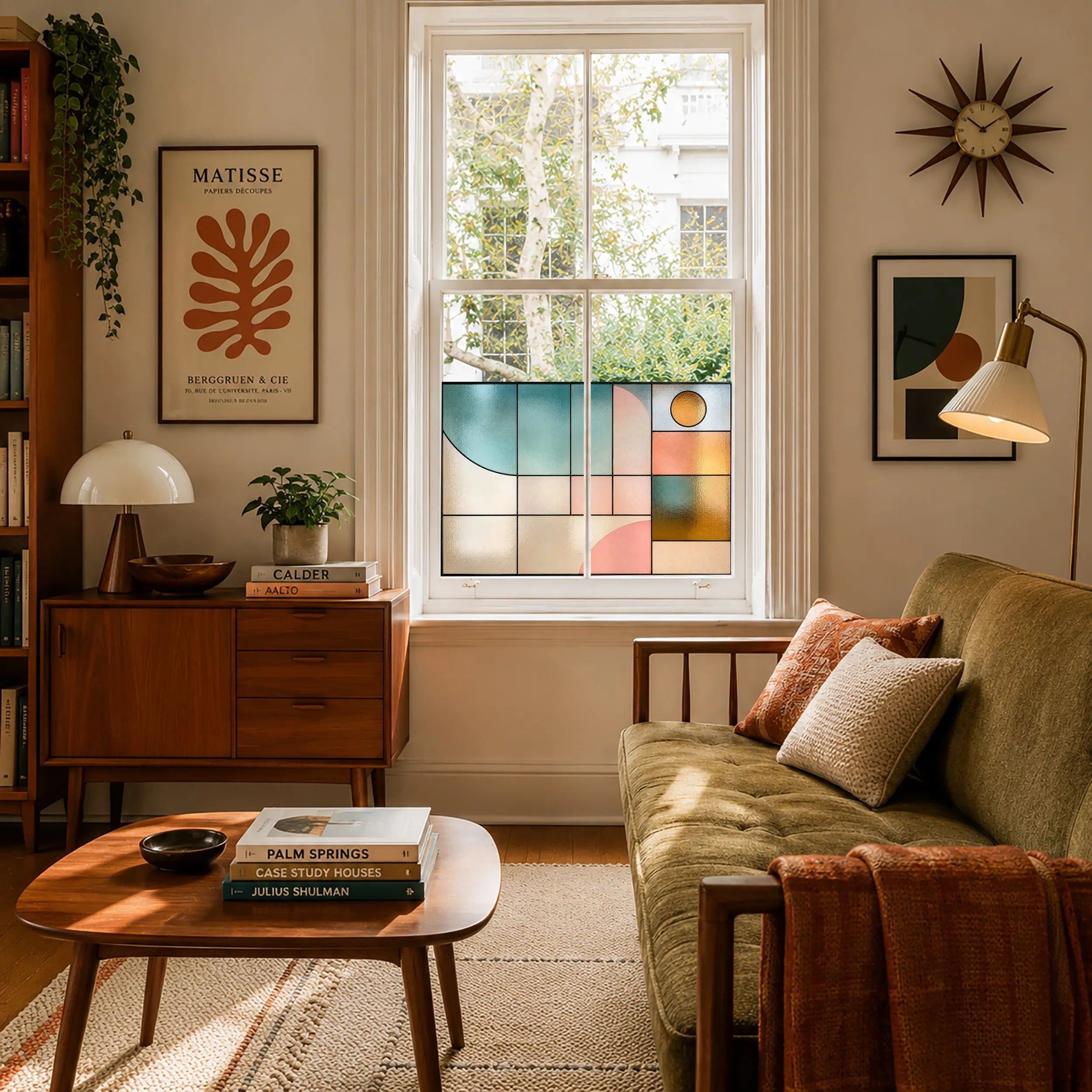 Geometric Stained Glass Window Film | Modern Abstract Design