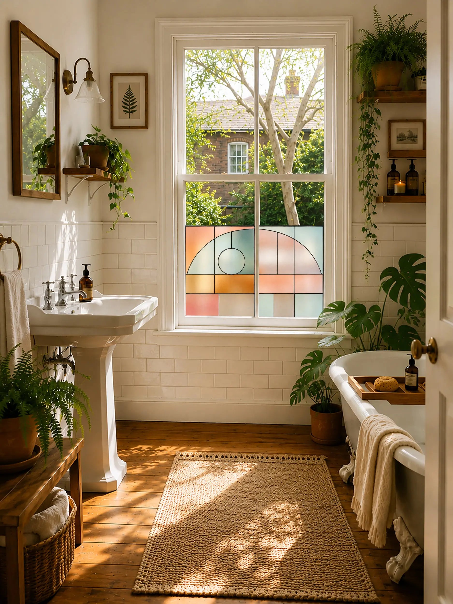 Privacy Window Film | Pastel Geometric Design