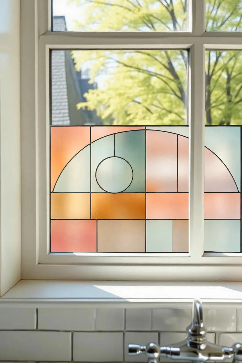 Privacy Window Film | Pastel Geometric Design