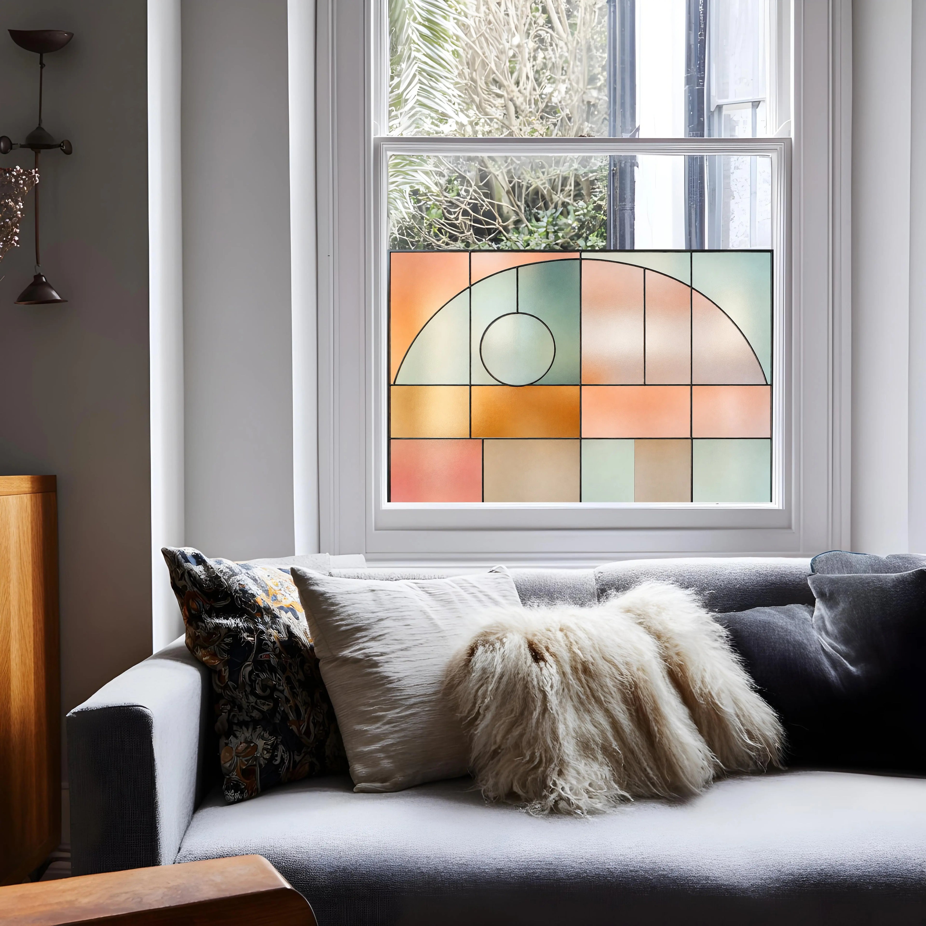 Privacy Window Film | Pastel Geometric Design