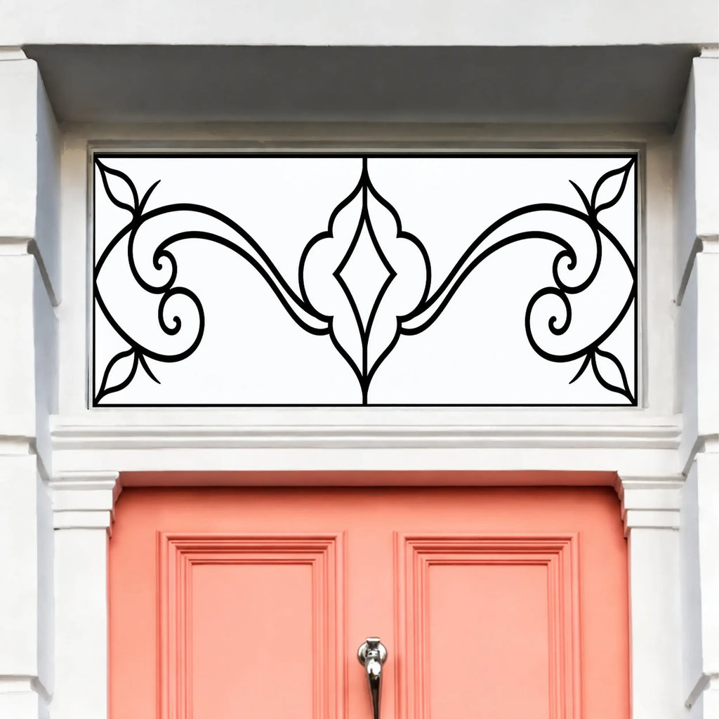 Frosted Privacy Window Film, Diamond Scroll Transom & Fanlight