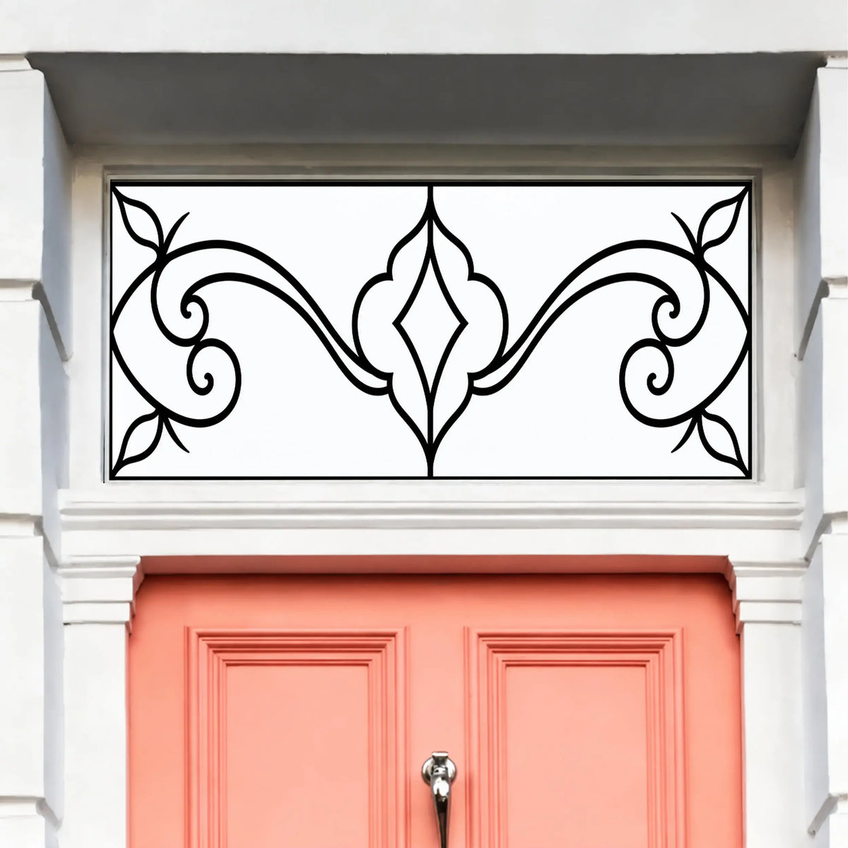 Frosted Privacy Window Film, Diamond Scroll Transom & Fanlight