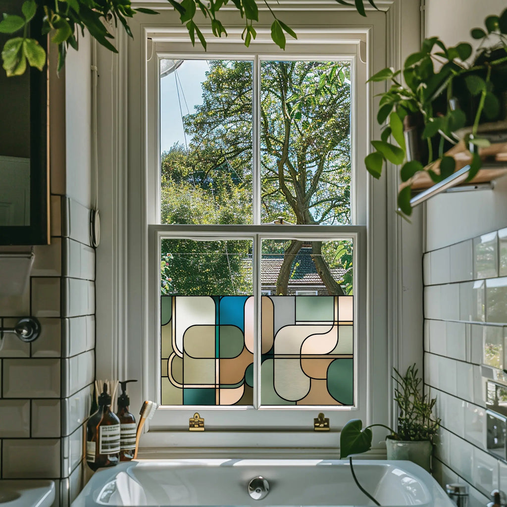 Green Geometric Stained Glass Window Film