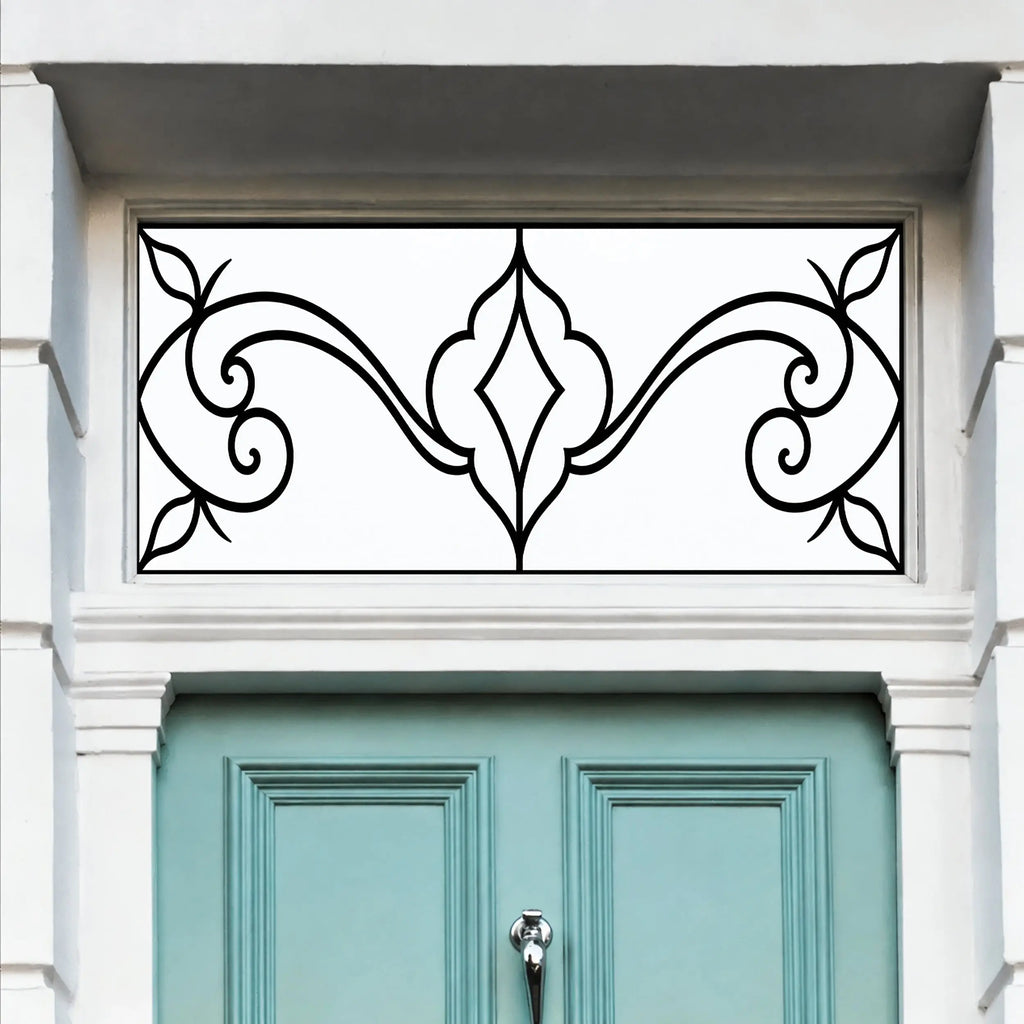 Frosted Privacy Window Film, Diamond Scroll Transom & Fanlight