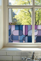Privacy Window Film – Modern Geometric Purple & Blue Design
